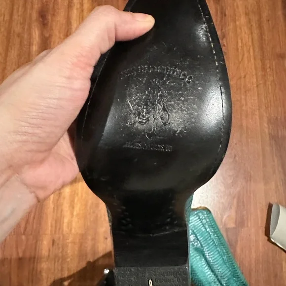 Old Gringo Teal Snakeskin Heeled Boots - Picture 4 of 6